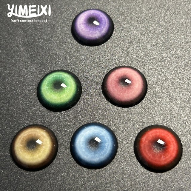 YIMEIXI Hot Sale Helloween 1 Pair Contact Lenses Myopia Pupils With Diopters Blue Soft Makeup Pupils Yearly Cosplay Pink Lenses