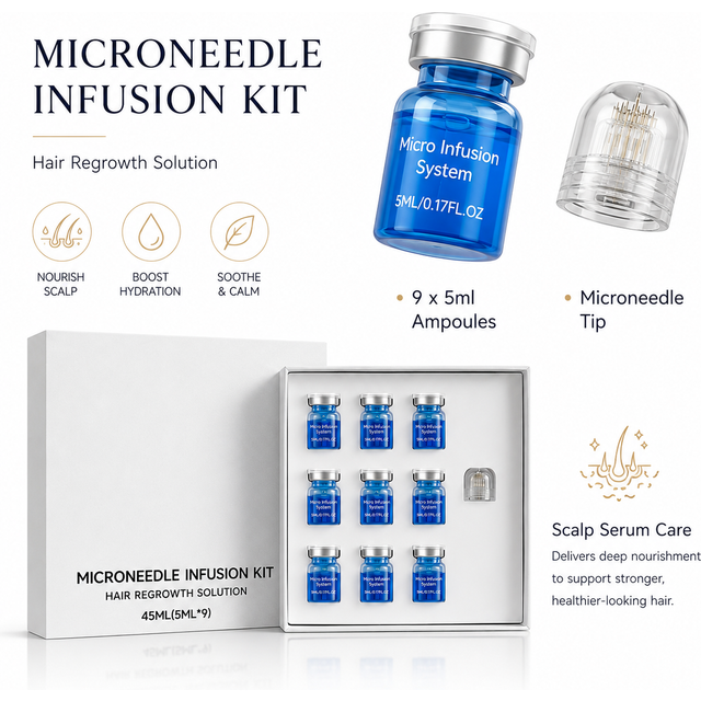 Microneedle Hair Regrowth Kit Copper Tripeptide Ginseng Hydrating Nourishing Scalp Hair Care Thicken Conditioner Essence