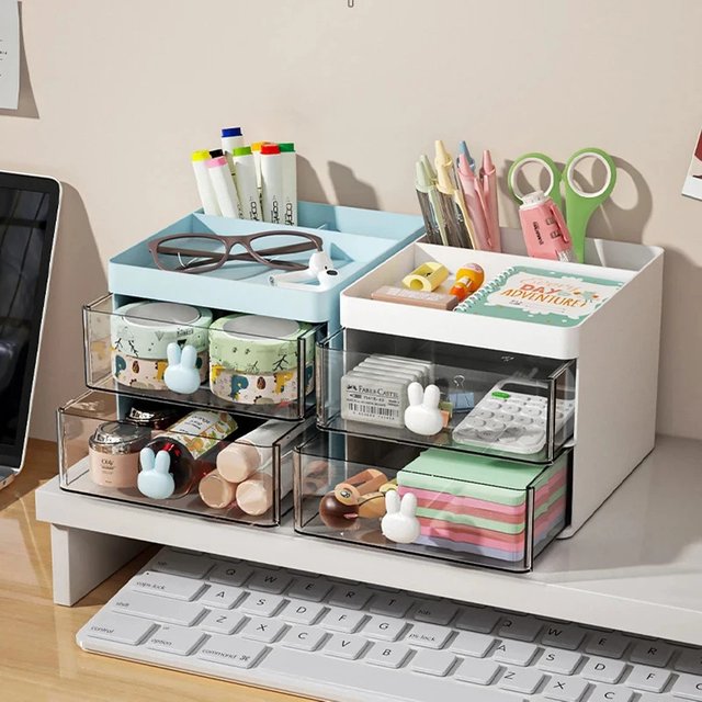 Desktop-Aufbewahrungsbox im Schubladenstil, Schreibtisch-Organizer für Visitenkarten, Mobiltelefone, Schreibwaren und Kosmetika