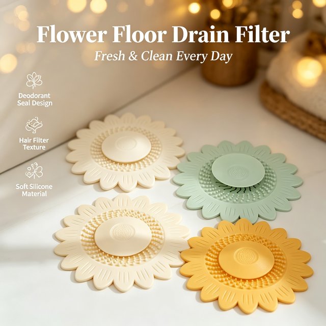 1Pcs Flower Floor Drain Deodorant Filter Pad Deodorant Floor Drain Cover Washbasin Sink Floor Drain Deodorant Filter Pad