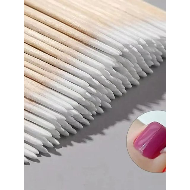 100/300/500 Nails Wooden Tip Cotton Stick Buds Disposable Ultra-Detail Corrector Nail Polish Remover Clean Sticks Manicure Tools