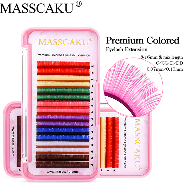 High Quality Masscaku Synthetic Mink Colorful Lashes Professional Natural Individual Classic for Eyelash Extensions Makeup Tool