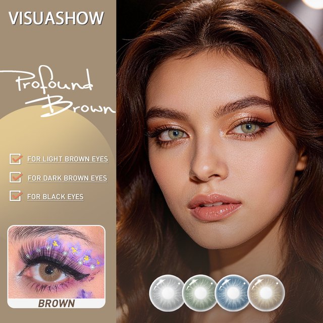 VISUASHOW 1 Pair Cleopatra Brown Colored Contacts 14.2mm Half Year Soft Breathable Lens Natural Tone Daily Makeup Eye Beauty