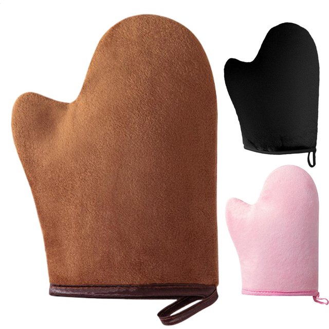 Self-Tanning Glove Tanning Body Lotion Mitt Reusable Machine Washable Applicator with Thumb Soft Tool Double-Sided Applicator