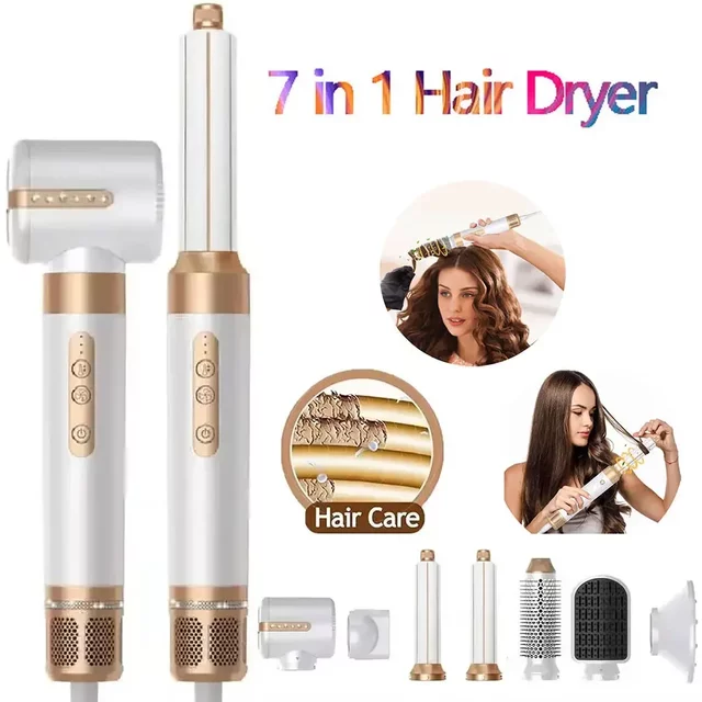7 in 1 Hair dryer Professional Negative Ion curling Iron Hair Straightener Brushless Motor High Speed Hair Dryer Hot Comb Set