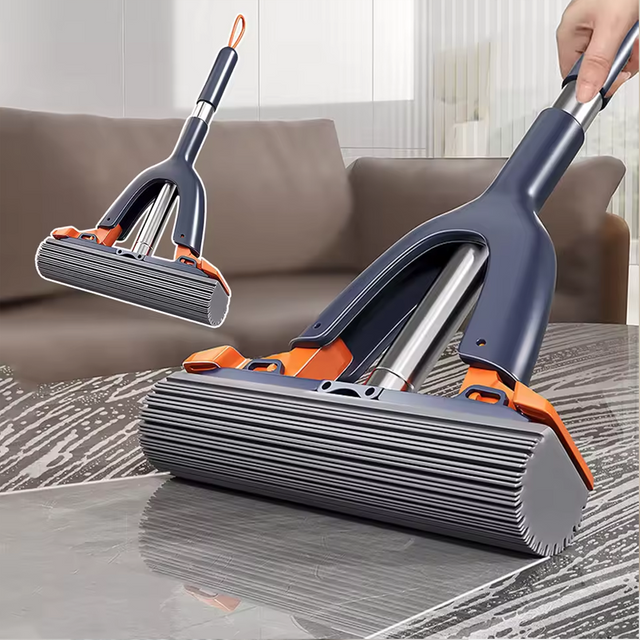 Mini Mop Self Squeeze Mop Powerful Folding Household Clean Tools No Hand Wash Strong Absorbent Mop for Bathroom Kitchen Desktop