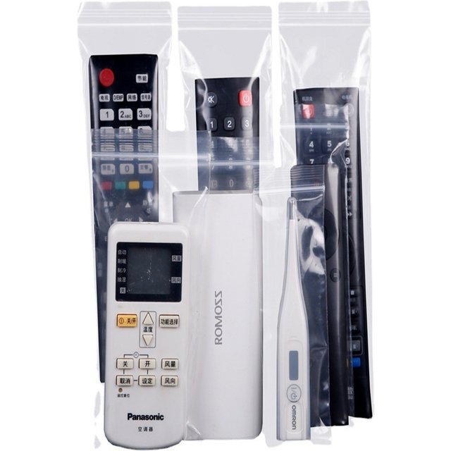 100Pcs Reusable Long Style PE Transparent Ziplock Bag Food Remote Control Control Cosmetic Packaging Ziplock Zip Zipped Lock Bag
