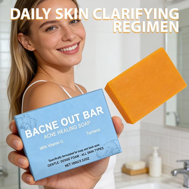 10pcs Turmeric Infused Back Acne Treatment Soap Natural Gentle Cleansing Bar for Body & Facial Acne, Deeply Cleans Clogged Pores