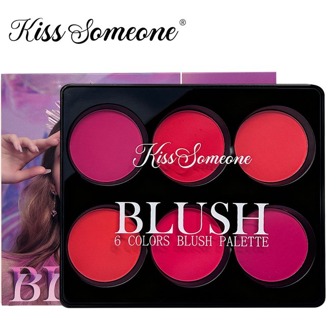 6 Colors Waterproof Matte Blush Palette Medium Buildable Coverage Long-Lasting Natural Finish Light and Breathable