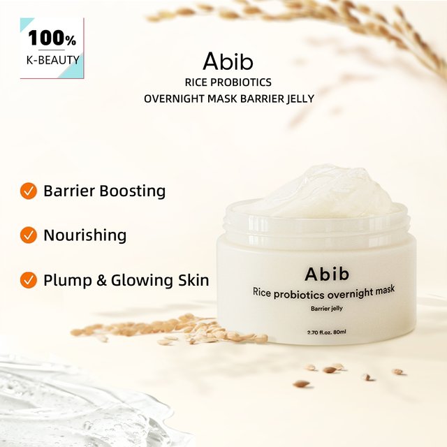 Abib Rice Probiotics Overnight Mask Barrier Jelly,Nourishing,Fast Absorbing & Overnight Care,Korean Skincare,Korean Makeup