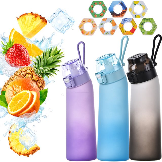 Bouteille d'eau parfumée anti-fuite de 650ml, avec 7 dosettes, air, eau, portable, pour voyage,