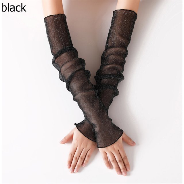 Women Breathable Arm Warmers UV Mesh Lace Gloves Sun Protection Sleeves Driving Gloves Sunscreen Long-Sleeved