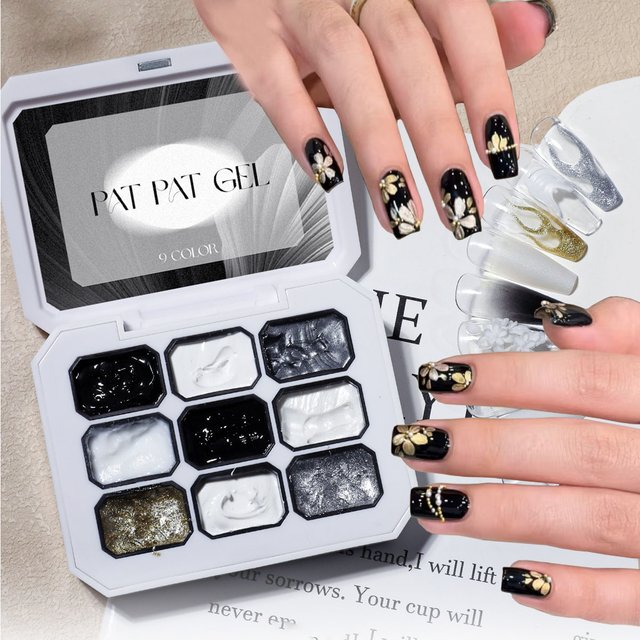 1pc Black and White Solid Nail Polish Gel Patting Gel Gypsum Gel Y2K Solid Color Shiny Luster Long-Lasting DIY Home Salon
