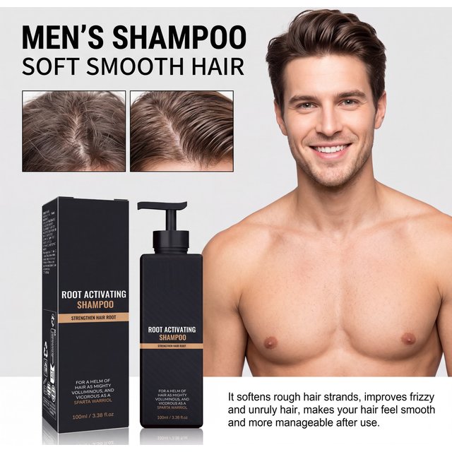 Men Shampoo Gentle Hair Cleanser Refreshing Scalp Care Nourishing Moisturizing Smooth PH Balanced Daily Use For All Hair Types