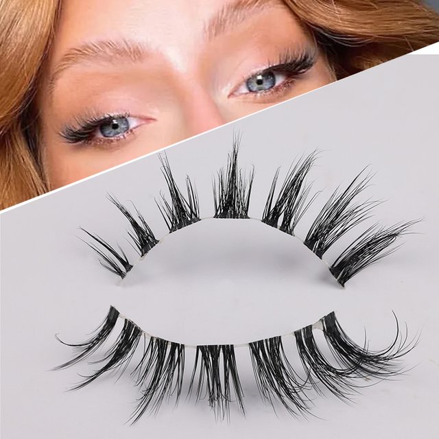3D Mink Lashes Transparent Band 12-15MM False Eyelashes Natural Reusable Fake Eyelashes Clear Band Wispy Soft Lashes Makeup