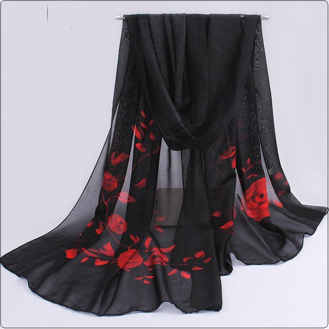 1pcs Chiffon Scarf Simple Elegant Floral Print Thin Head Scarf Large Shawl, Summer Beach Towel Sunscreen Shawl Windproof Neck Sc