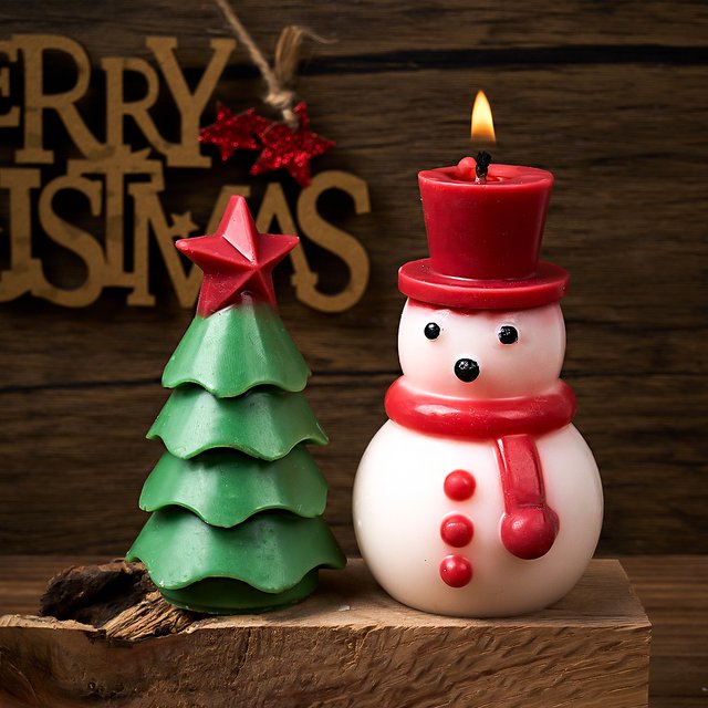 Moules à bougies en silicone bonhomme de neige arbre de Noël 3D, bricolage fait à la main, moule en résine de gypse parfumée, cadeau artisanal, décoration de Noël à la maison