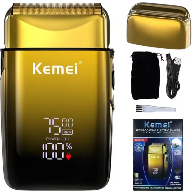 Kemei TX10 new electric shaver with LED display rechargeable beard shaver bald men's shaver original accessories blade