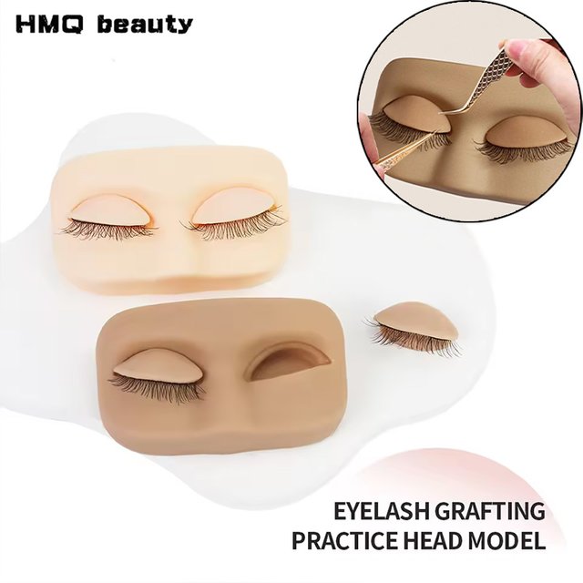 Practice Eyelash Extension Training Head Silicone Mannequin with Removable Eyelids for Extensions Grafting & Makeup Teaching