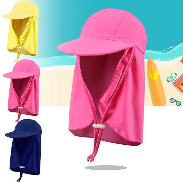 Multicolor Kids Anti-UV Sunscreen Hat Gift Breathable Outdoor Child Beach Cap Nylon Swimming Large Brimmed Hat Summer