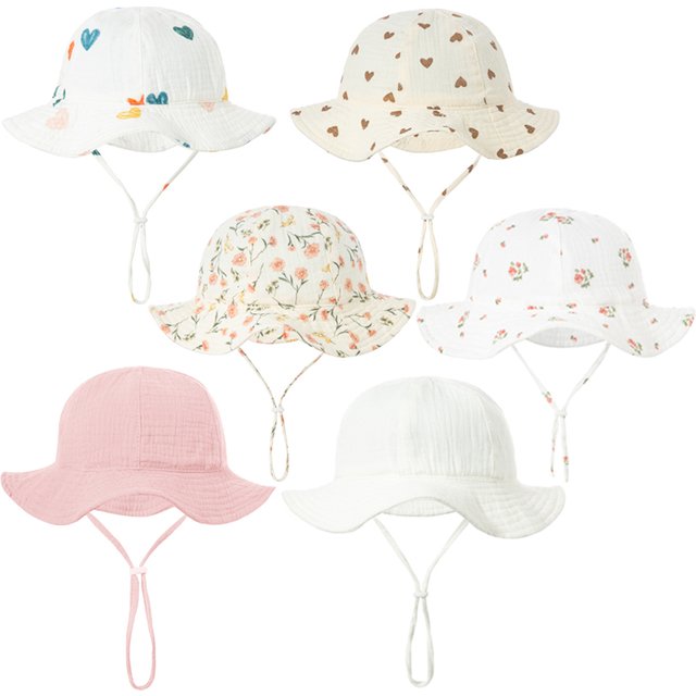 Baby Cotton Bucket Hat New Children Sunscreen Outdoor Caps Boys Girls Print Panama Hat Unisex Beach Fishing Hat For 3-12 Months