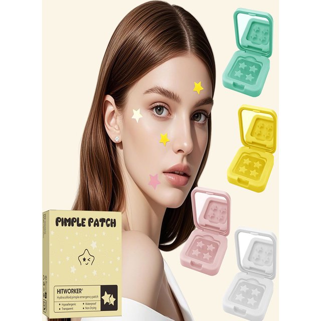 60PCS/Set Colorful star decoration stickers - water-based gel acne cover stickers with makeup mirror Beauty Acne Patch