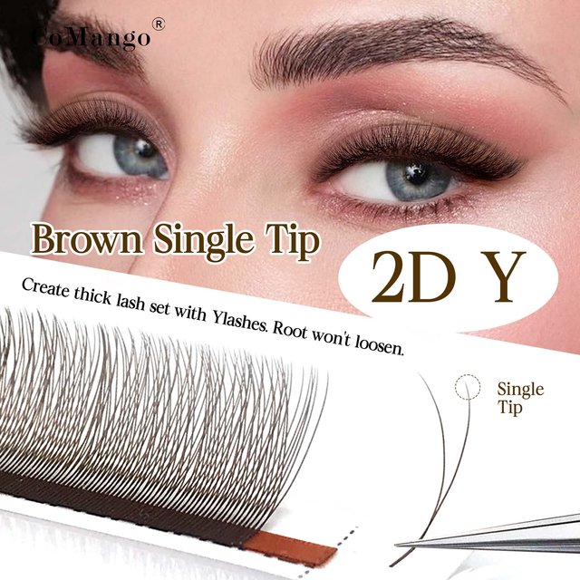 CoMango mix 8-12/8-15mm brun extension de cils 2D forme V faux cils premade fans soft light natural eyelash makeup