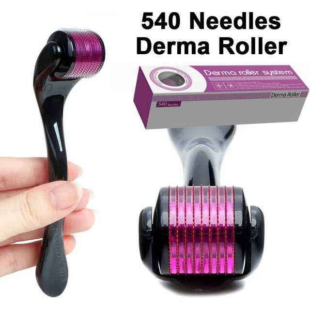 540Pins 0.25mm Titanium Derma Roller Hair Beard Microneedle Roller for Facial Skin Care Body MTS Micro Needle Roller