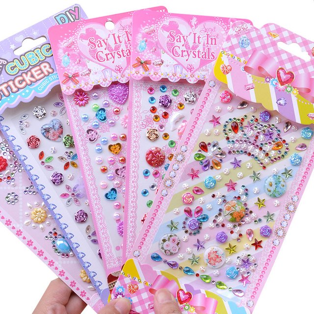 4 Sheets Gem Rhinestones for Crafts Self Adhesive Jewel Sticker Bling Stick on Gems DIY Face Makeup Reward Stickers For Teachers