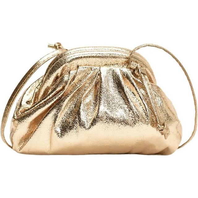 Portable Leather Women Dinner Bag Crossbody Bag Solid Color Pleated Shell Bag Lipstick Bag Clutch Bag Cloud Bag Girl