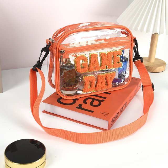 Cross-border Embroidery Letter Messenger Bag Transparent PVC Shoulder Small Square Bag Travel Portable Cosmetics Wash Storage Ba