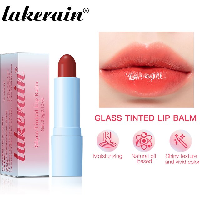 Glass Tinted Lip Balm Light Cherry Red Orange Glow Moisturizing Vegetarian Lip Balm With Bright Clear Color Korea Lip Cosmetics