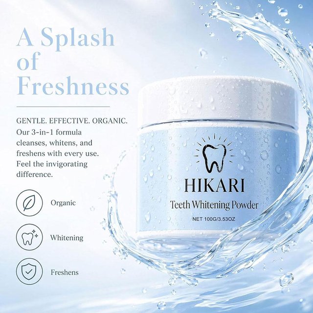 Teeth Whitening Powder 100g Natural Gentle Formula Enamel Safe Mint Fresh Breath Oral Care