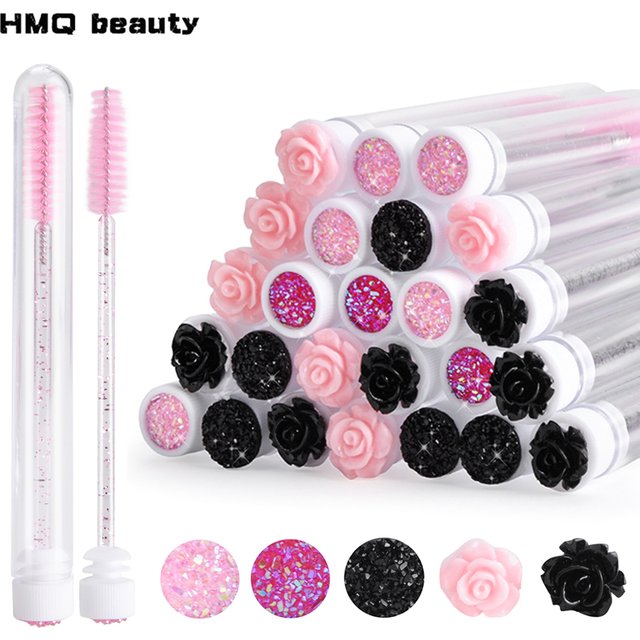 100Pcs Disposable Eyelash Brushes Reusable Eyelashes Brush Tube Mascara Wands Tubes Dust-proof Lash Spoolies Storage Makeup Tool