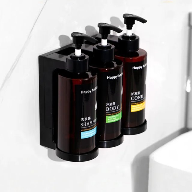Bouteilles séparées pour shampoing et Gel douche d'hôtel, boîtes de désinfectant pour les mains murales sans poinçonnage, distributeurs de savon manuels muraux