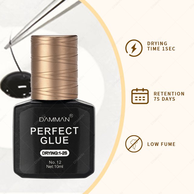 DAMMAN 10ml Professional Perfect Glue Black Adhesive 1-2 Sec Dry 7-8 Weeks Long Lasting Eyelash Glue South Korean Makeup Tools