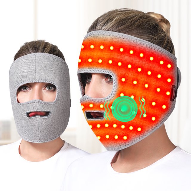 Masque facial chauffant électrique, masseur facial à lumière rouge, soulage les tensions musculaires du visage, compresse chaude, anti-fatigue