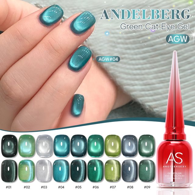 AS Tpo Free 15ml Emperor Green Cat Eye Gel Nail Polish Emerald Varnish Gel Soak Of UV Semi Permanent Christmas Nail Supplies