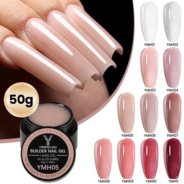 YOKEFELLOW 50g Builder Gel Nude Jelly Hard Gel Large Capacity Extension Gel Nail Polish Self Leveling Acrylic Nail Gel Varnish