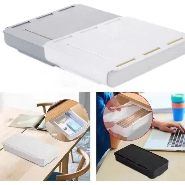 Self Adhesive Storage Drawer Box Makeup Pencil Tray Desk Hidden Under Desk Stand Under-drawer Storage Boxes for Home School Desk