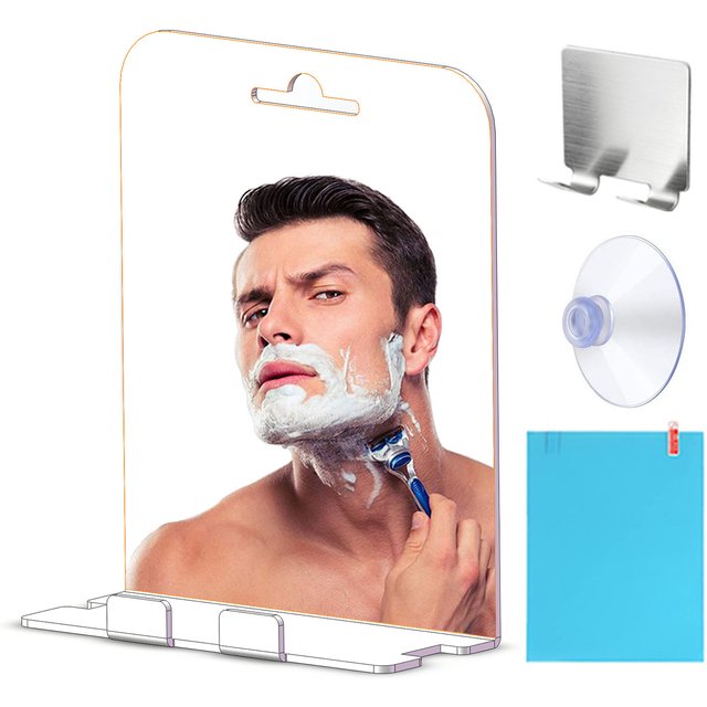 Acrylic shaving anti-fog mirror with built-in shelf Bathroom mirror Daily makeup mirror with stainless steel hook Large size ant