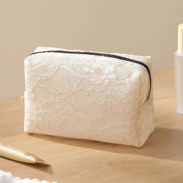 Floral Lace Makeup Bag Large Capacity Mesh Cosmetic Pouch Flower Printed Waterproof Travel Storage Bag Storage Organizer