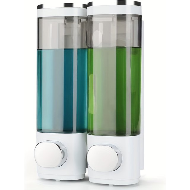 Wall Mounted Soap Dispenser Bathroom 2 Chambers, Clear Liquid Shower Soap Dispenser,Shampoo and Conditioner Dispenser for Shower