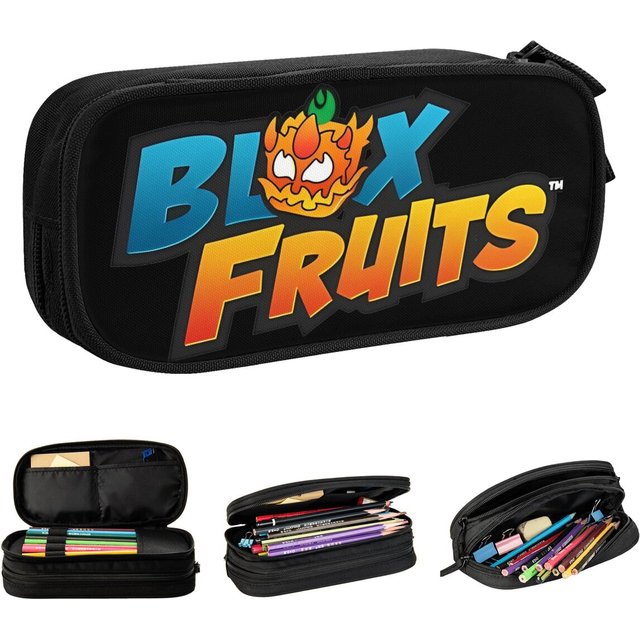 Blox Fruits Merch Game Logo Pencil Cases Creative Pen Box Bag Girl Boy Large Storage Office Cosmetic Pencil Box