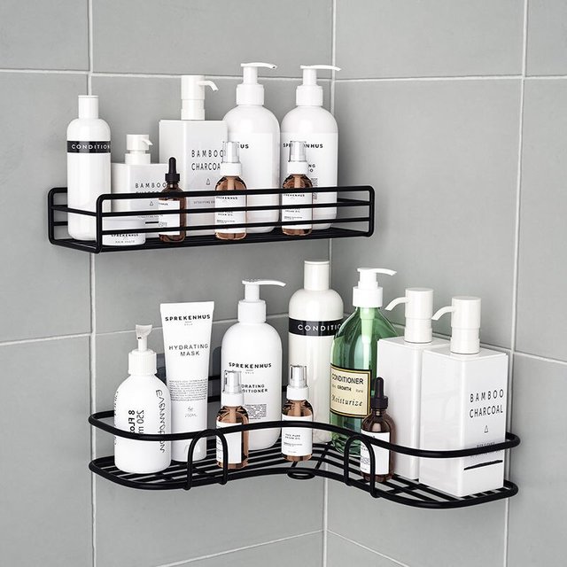HOShelf-Étagère de douche murale sans poinçon, étagère de rangement pour shampooing, étagère d'angle