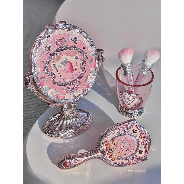 Flower Knows 9th Anniversary Limited Edition Luxury Vanity Mirror with Paddle Hair Brush And Brush Holder Set for Makeup Desk