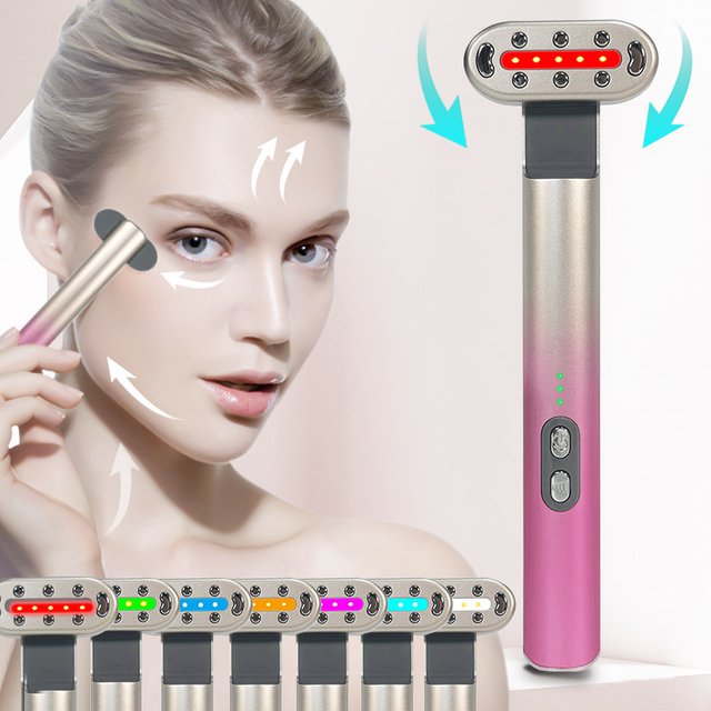 EMS Microcurrent Face Lifting Device Red Light Facial Wand Eye Neck Massager Skin Tightening Anti Wrinkle Skin Care Beauty Tool