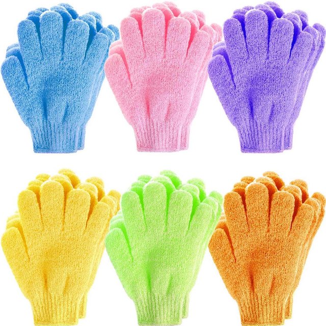 12Pcs Exfoliating Bath Gloves, Double Sided Body Scrub Shower Gloves for Spa Massage Skin Cleansing