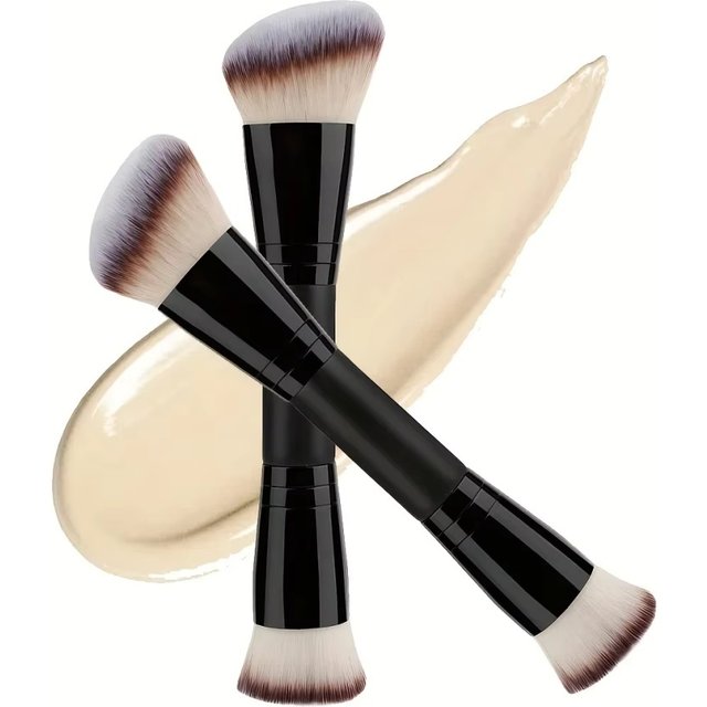Dual Ended Foundation Brush 2 in 1 Makeup Brush for Flawless Base Contour Concealer Blush Applicator Pro Beauty Tool Kit