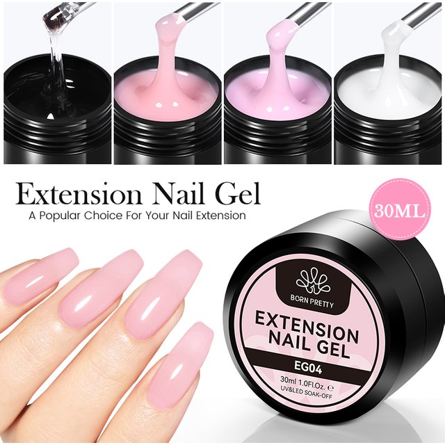 BORN PRETTY 30ml Hard Gel Clear Nude Pink Milky Jelly White UV Extension Gel Nail Polish Color Soak Off Construction Gel